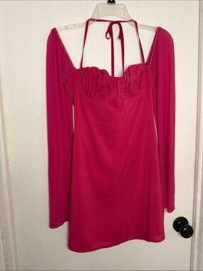 Princess Polly Hot Pink Long Sleeve Mini Dress